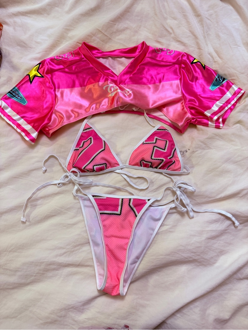 Pink Graphic Triangle Bikini Set - Picture 4 of 5